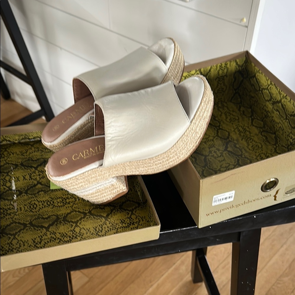 Cream Espadrille Platform Shoes with Slip-On Design - Picture 2 of 10